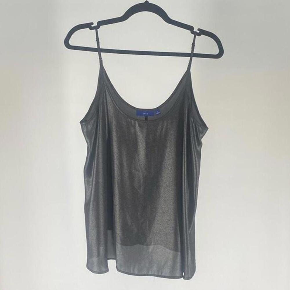 Shiny Black Camisole - Stylish Sheer Top